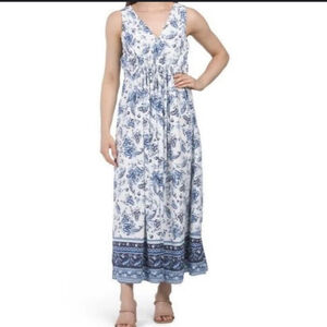 Lucky brand Floral Blue and White Maxi Dress